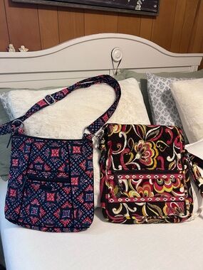 Vera Bradley Navy and Pink Quilted Crossbody Duo (Two Bags) NWT